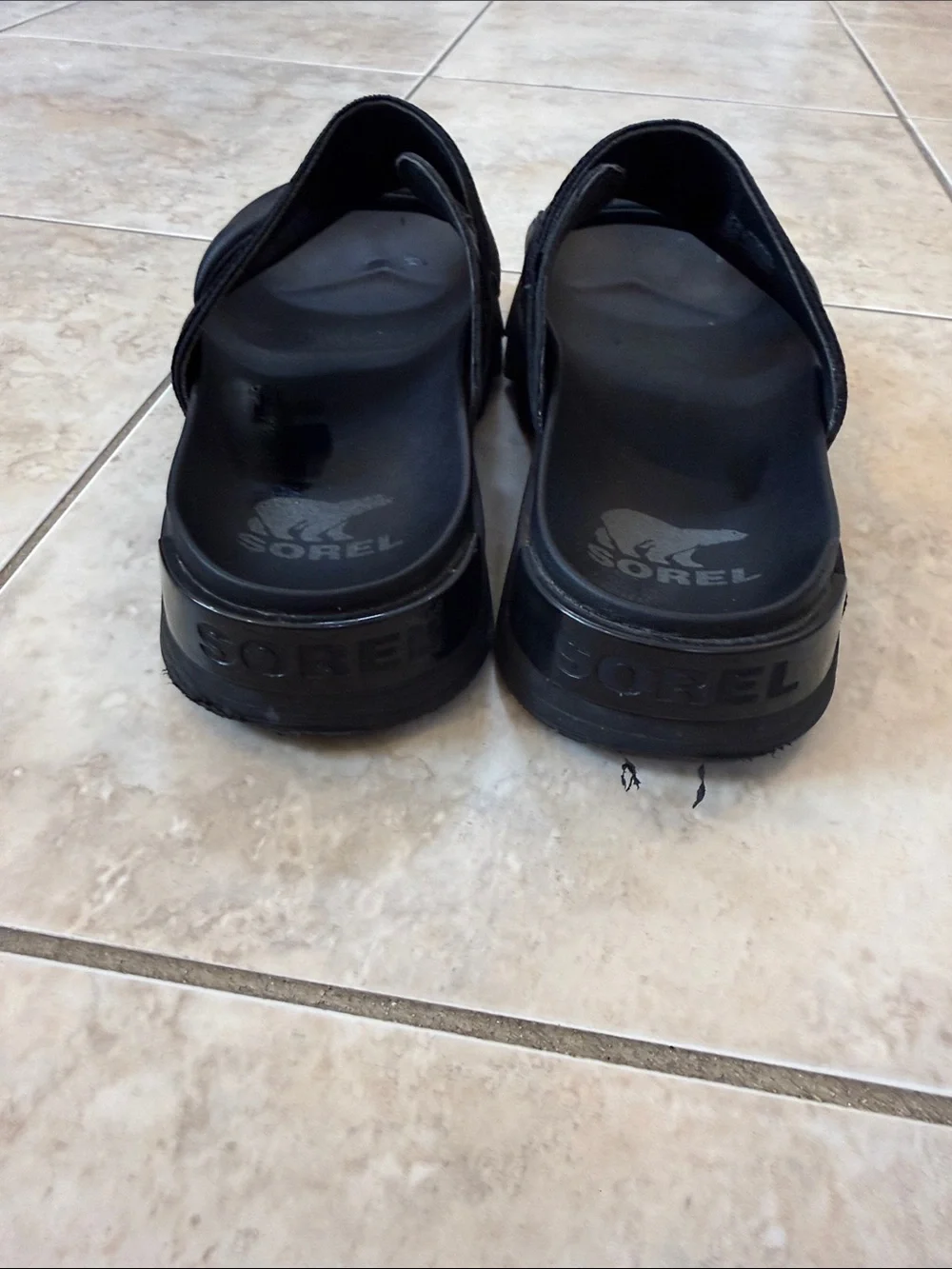 Sorel Black Dual-Strap Slide Sandals